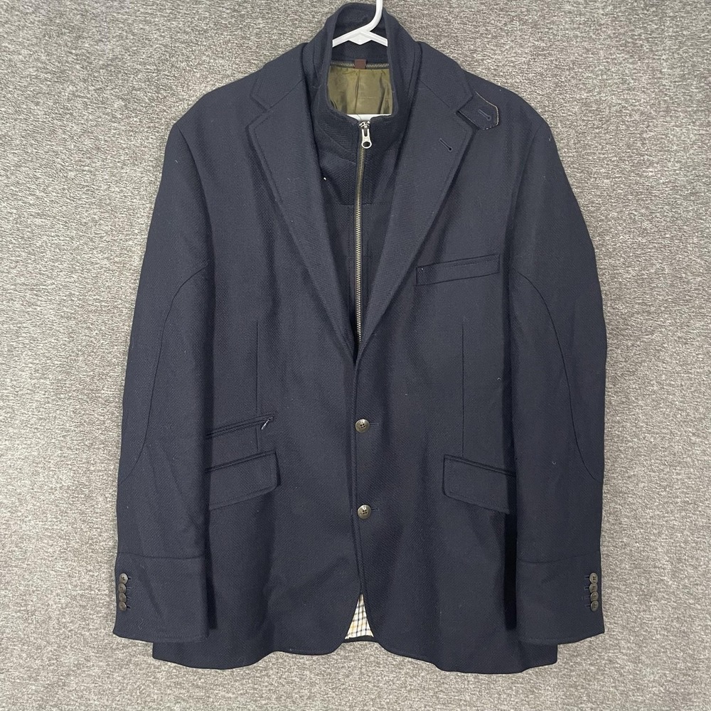 Kroon Blazer Mens 42L Blue Wool Cashmere Sport Coat Jacket Casual‎ 2 Piece